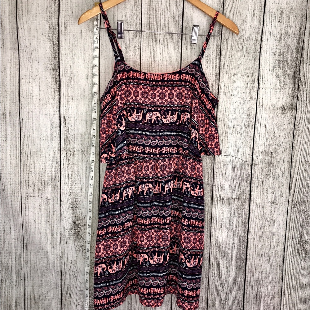 Neon Pink & Navy Elephant Print Dress M
